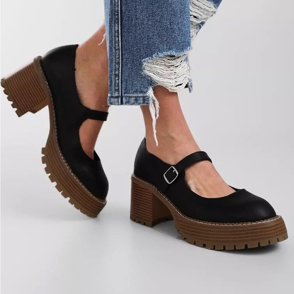 MIA NATANIA LUG SOLE MARY JANE SHOES BLACK NWOT SZ 8.5 - Picture 5 of 16